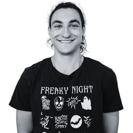 The image shows a black and white portrait of AllGenetics' staff Diego Acera.