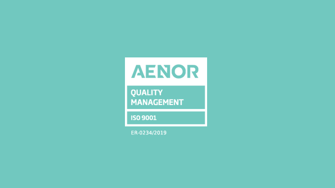 This image shows the logo of the Spanish certification body AENOR and the ISO 9001:2015 certification number that the company AllGenetics holds.
