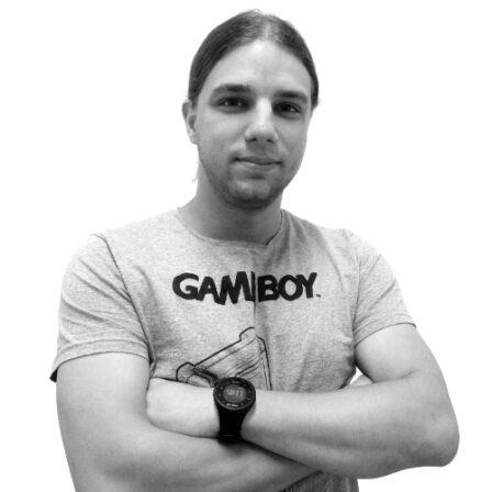 The image shows a black and white portrait of AllGenetics' staff Jaime Imaz.