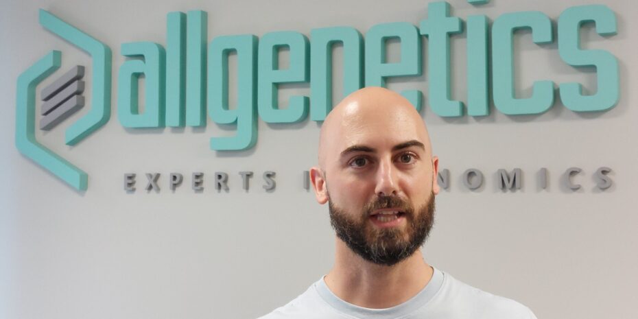 The image shows Dr Joaquín Vierna, general manager, with the AllGenetics' logo behind him.