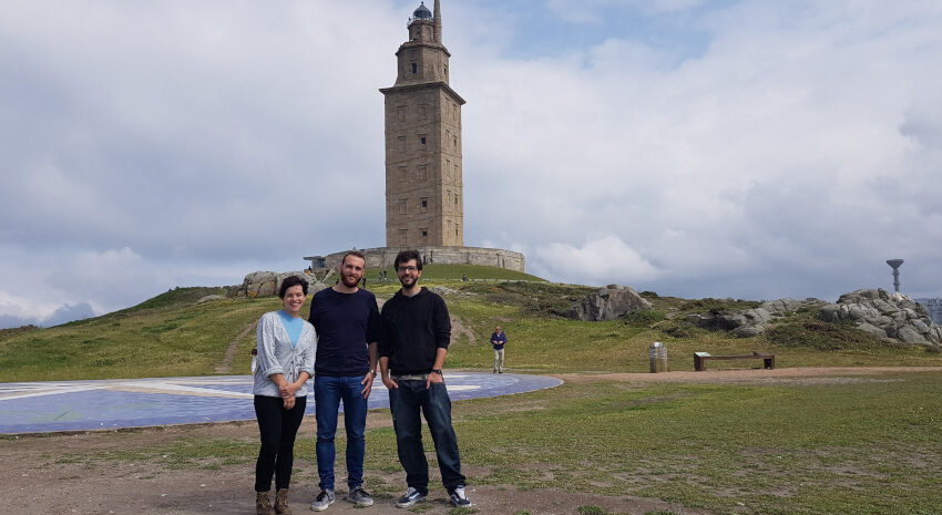 The image shows Sebastiano Da Bona and colleagues, during his trip to A Coruña.