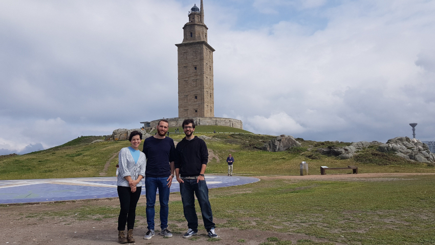 The image shows Sebastiano Da Bona and colleagues, during his trip to A Coruña.